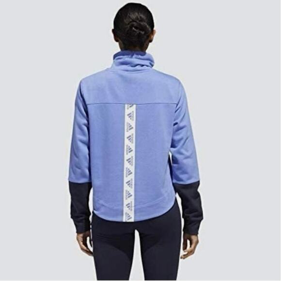 Adidas Sport 2 Womens Crop Blue Street Mock Neck Sweatshirt Size XS 0322 - Picture 3 of 11
